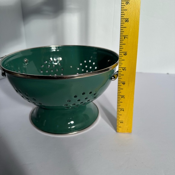 Hunter Green Enamel Colander Strainer Pedestal Footed Metal Retro Farmhouse 9" - Picture 11 of 12
